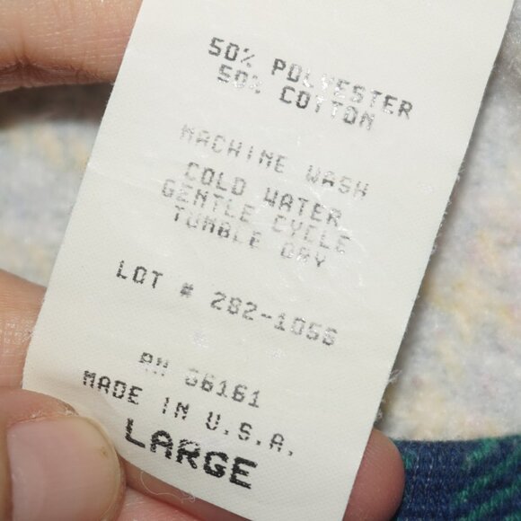 Vintage 90s Rainbow Tartan Plaid Rose Floral Pullover Sweatshirt - Picture 6 of 8